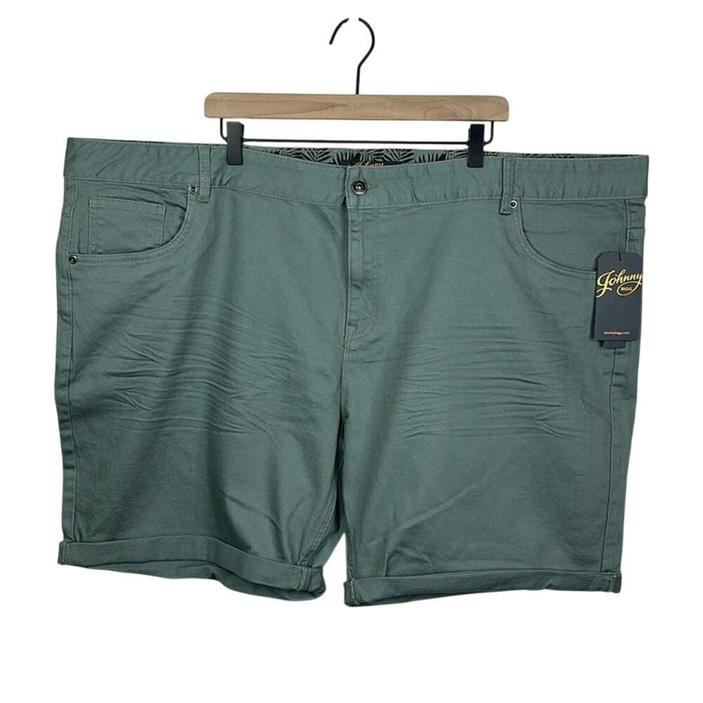 Johnny Bigg Colton Stretch Denim Flat Front Sage Green Shorts Men's Size 50